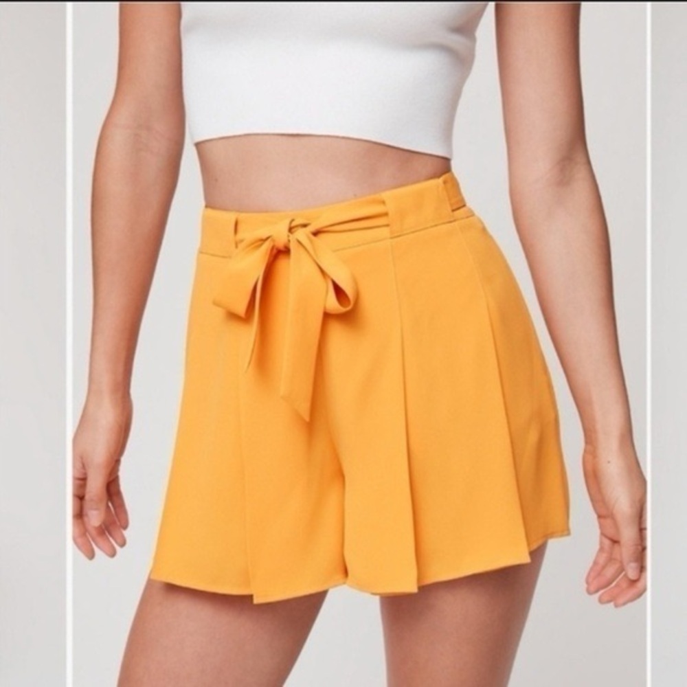Aritzia Sunday Best Westley Orange Pleated Shorts